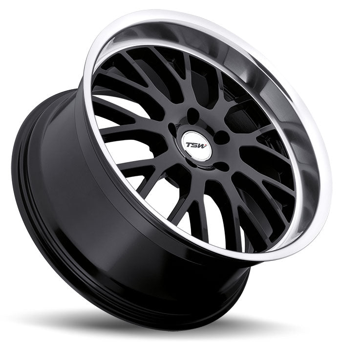 TSW TREMBLANT Gloss Black W/ Mirror Cut Lip 20x8.5 +35 5x112mm 72.1mm - Wheelwiz