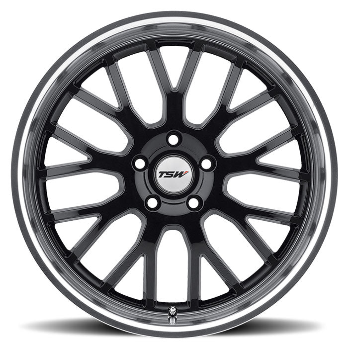 TSW TREMBLANT Gloss Black W/ Mirror Cut Lip 18x8 +20 5x120mm 76.1mm - Wheelwiz
