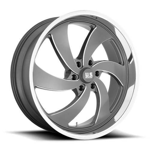 US MAG U133 DESPERADO Anthracite Milled Diam-cut Lip 22x10.5 +1 5x120.65mm 72.6mm