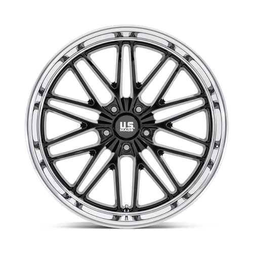US MAG U138 SANTA CRUZ Gloss Black W/ Diamond Cut Lip 22x9 +15 5x127mm 78.1mm - Wheelwiz