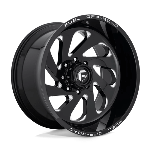 Fuel Offroad D637 VORTEX Gloss Black Milled 22x12 -44 8x180mm 124.2mm - WheelWiz