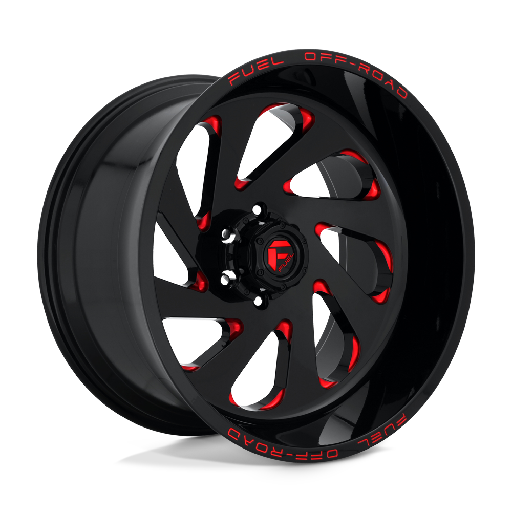 Fuel Offroad D638 VORTEX Gloss Black Red Tinted Clear 22x12 -44 6x139.7mm 106.1mm - WheelWiz