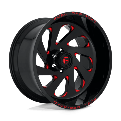 Fuel Offroad D638 VORTEX Gloss Black Red Tinted Clear 22x12 -44 6x139.7mm 106.1mm - WheelWiz