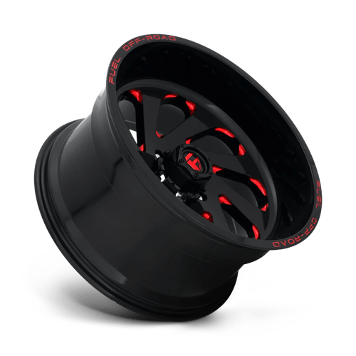 Fuel Offroad D638 VORTEX Gloss Black Red Tinted Clear 22x12 -44 6x139.7mm 106.1mm - WheelWiz
