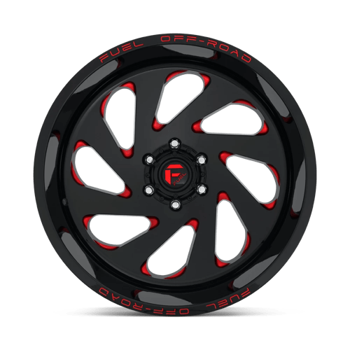 Fuel Offroad D638 VORTEX Gloss Black Red Tinted Clear 22x12 -44 6x139.7mm 106.1mm - WheelWiz
