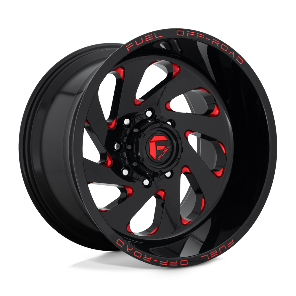 Fuel Offroad D638 VORTEX Gloss Black Red Tinted Clear 20x12 -44 8x180mm 124.2mm - WheelWiz
