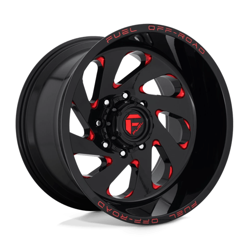 Fuel Offroad D638 VORTEX Gloss Black Red Tinted Clear 20x12 -44 8x180mm 124.2mm - WheelWiz