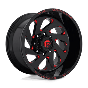 Fuel Offroad D638 VORTEX Gloss Black Red Tinted Clear 20x12 -44 8x180mm 124.2mm - WheelWiz