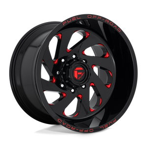 Fuel Offroad D638 VORTEX Gloss Black Red Tinted Clear 20x12 -44 8x180mm 124.2mm - WheelWiz