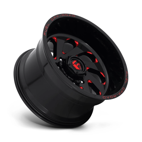 Fuel Offroad D638 VORTEX Gloss Black Red Tinted Clear 20x12 -44 8x180mm 124.2mm - WheelWiz