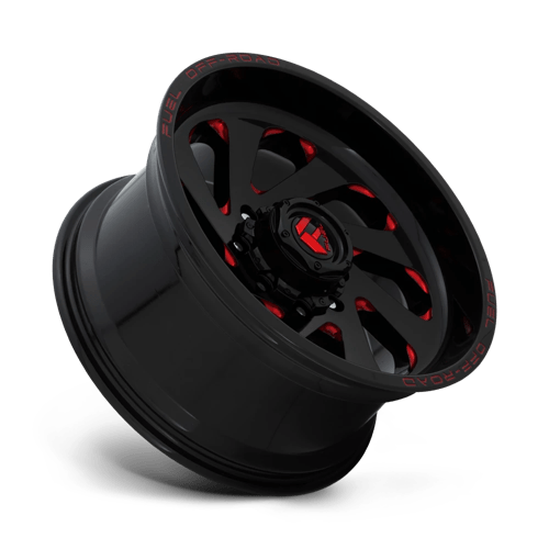 Fuel Offroad D638 VORTEX Gloss Black Red Tinted Clear 22x12 -45 6x139.7mm 106.1mm - WheelWiz