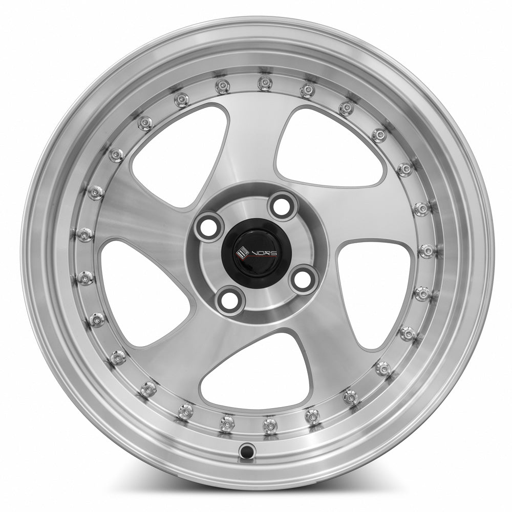 Vors VR2 Silver Machine Face Lip Chrome Rivet 15x8 +20 4x98mm 73.1mm