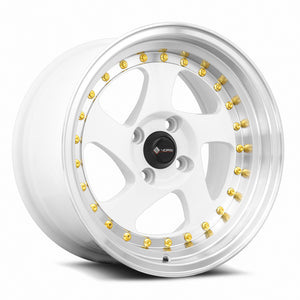 Vors VR2 White Machine Lip Gold Rivet 15x8 +20 4x98mm 73.1mm