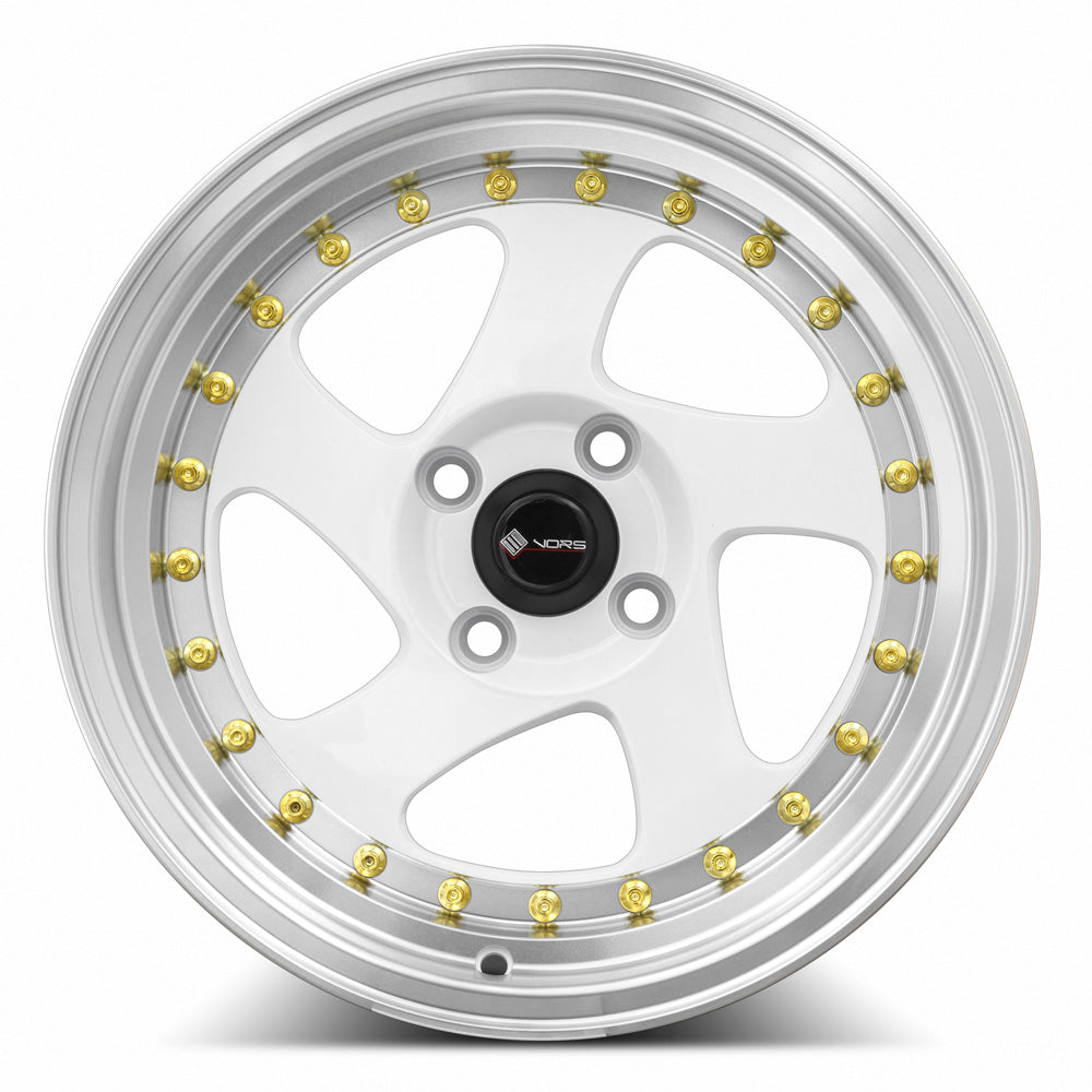 Vors VR2 White Machine Lip Gold Rivet 15x8 +20 4x100mm 73.1mm