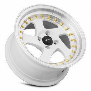 Vors VR2 White Machine Lip Gold Rivet 15x8 +20 4x98mm 73.1mm