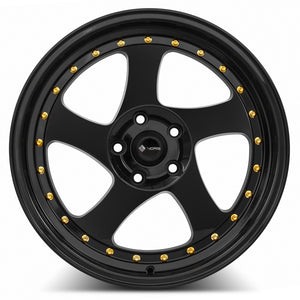 Vors VR2 All Black Gold Rivet 18x8 +35 5x115mm 73.1mm