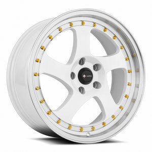 Vors VR2 White Machine Lip Gold Rivet 18x8 +35 5x115mm 73.1mm