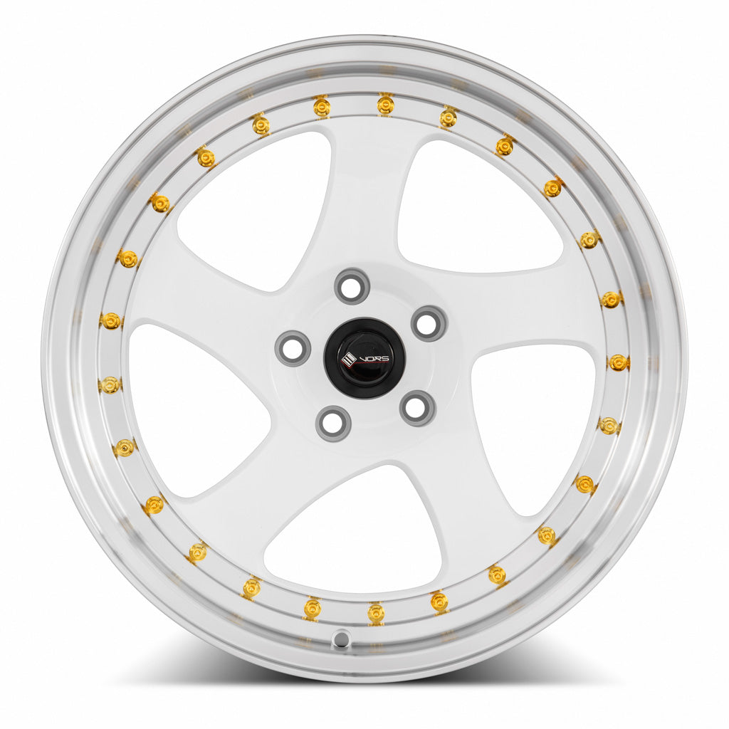 Vors VR2 White Machine Lip Gold Rivet 18x8 +35 5x115mm 73.1mm