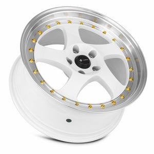 Vors VR2 White Machine Lip Gold Rivet 18x8 +35 5x115mm 73.1mm