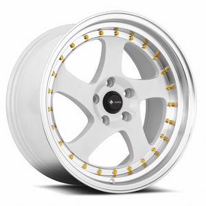 Vors VR2 White Machine Lip Gold Rivet 18x9 +35 5x114.3mm 73.1mm