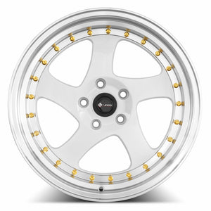 Vors VR2 White Machine Lip Gold Rivet 18x9 +35 5x114.3mm 73.1mm