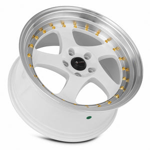 Vors VR2 White Machine Lip Gold Rivet 18x9 +35 5x110mm 73.1mm