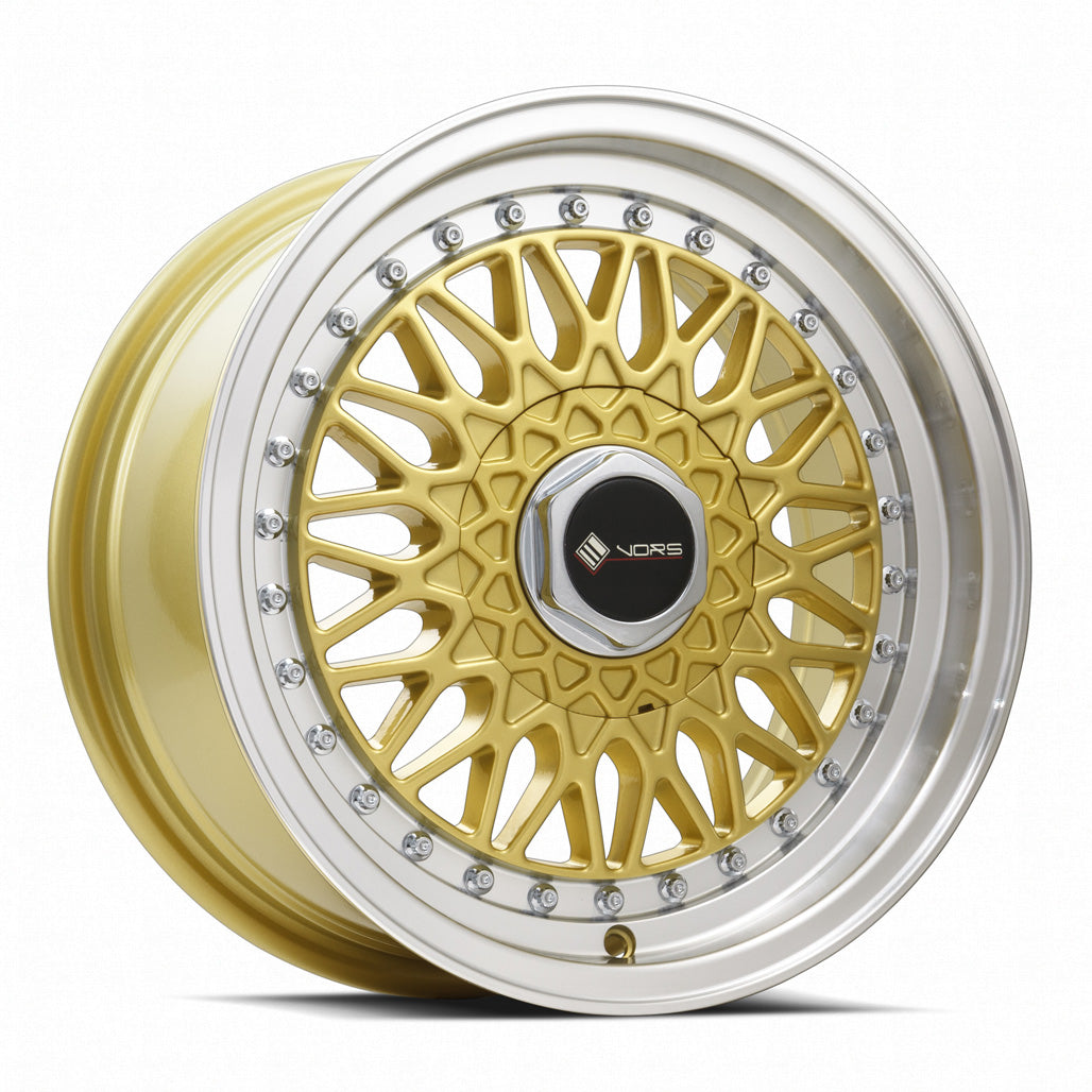 Vors VR3 Gold Machined Lip 15x8 +32 4x100|4x114.3mm 73.1mm - Wheelwiz