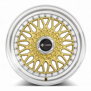 Vors VR3 Gold Machined Lip 15x8 +32 4x100|4x114.3mm 73.1mm - Wheelwiz