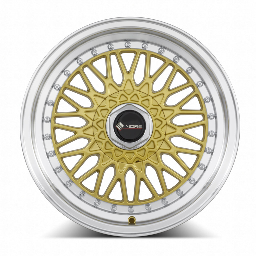 Vors VR3 Gold Machined Lip 16x8 +30 4x100|4x114.3mm 73.1mm - Wheelwiz