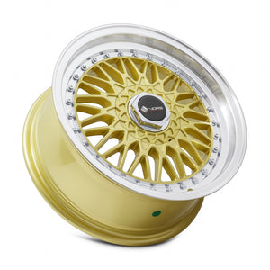 Vors VR3 Gold Machined Lip 16x8 +30 4x100|4x114.3mm 73.1mm - Wheelwiz