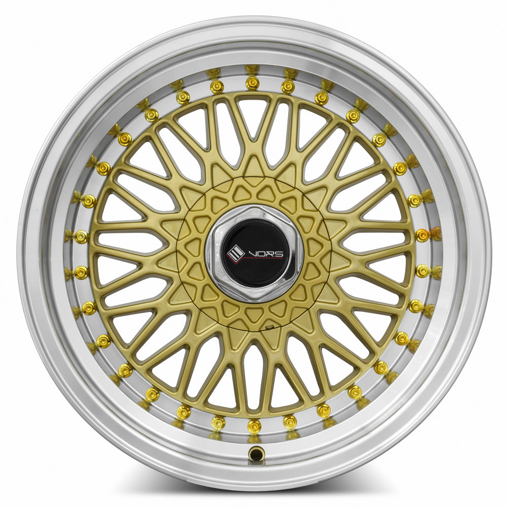 Vors VR3 Gold Machine Lip Gold Rivet 16x8 +20 5x100mm 73.1mm - WheelWiz