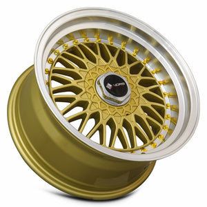 Vors VR3 Gold Machine Lip Gold Rivet 16x8 +20 5x100mm 73.1mm - WheelWiz