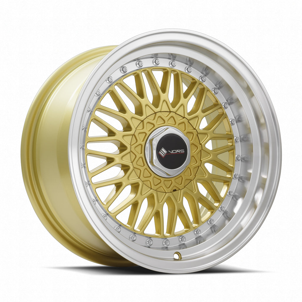 Vors VR3 Gold Machined Lip 16x8 +20 4x100|4x114.3mm 73.1mm - Wheelwiz