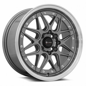 Vors VR7 Gun Metal Machine Lip Chrome Rivet 15x7 +35 4x108mm 73.1mm