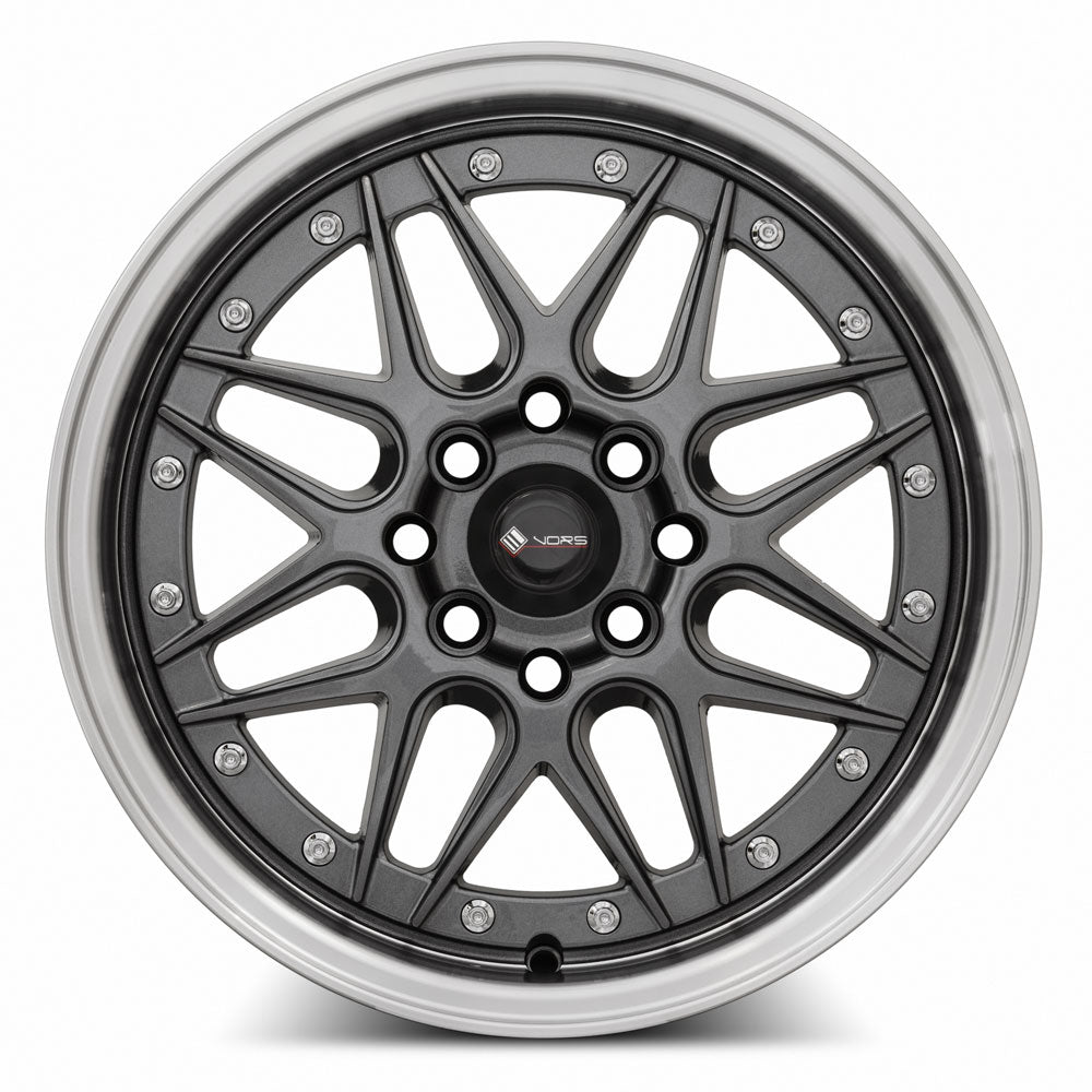 Vors VR7 Gun Metal Machine Lip Chrome Rivet 15x7 +35 4x100|4x114.3mm 73.1mm