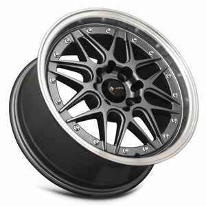 Vors VR7 Gun Metal Machine Lip Chrome Rivet 16x7 +38 4x108mm 73.1mm