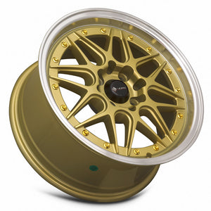 Vors VR7 Gold Machine Lip Gold Rivet 15x7 +35 4x98mm 73.1mm - WheelWiz