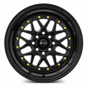 Vors VR7 All Black Gold Rivet 15x8 0 4x100|4x114.3mm 73.1mm