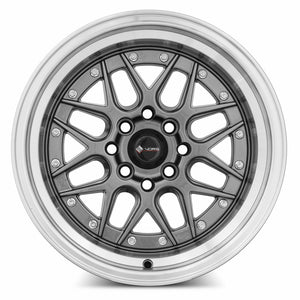 Vors VR7 Gun Metal Machine Lip Chrome Rivet 15x8 0 4x100|4x114.3mm 73.1mm