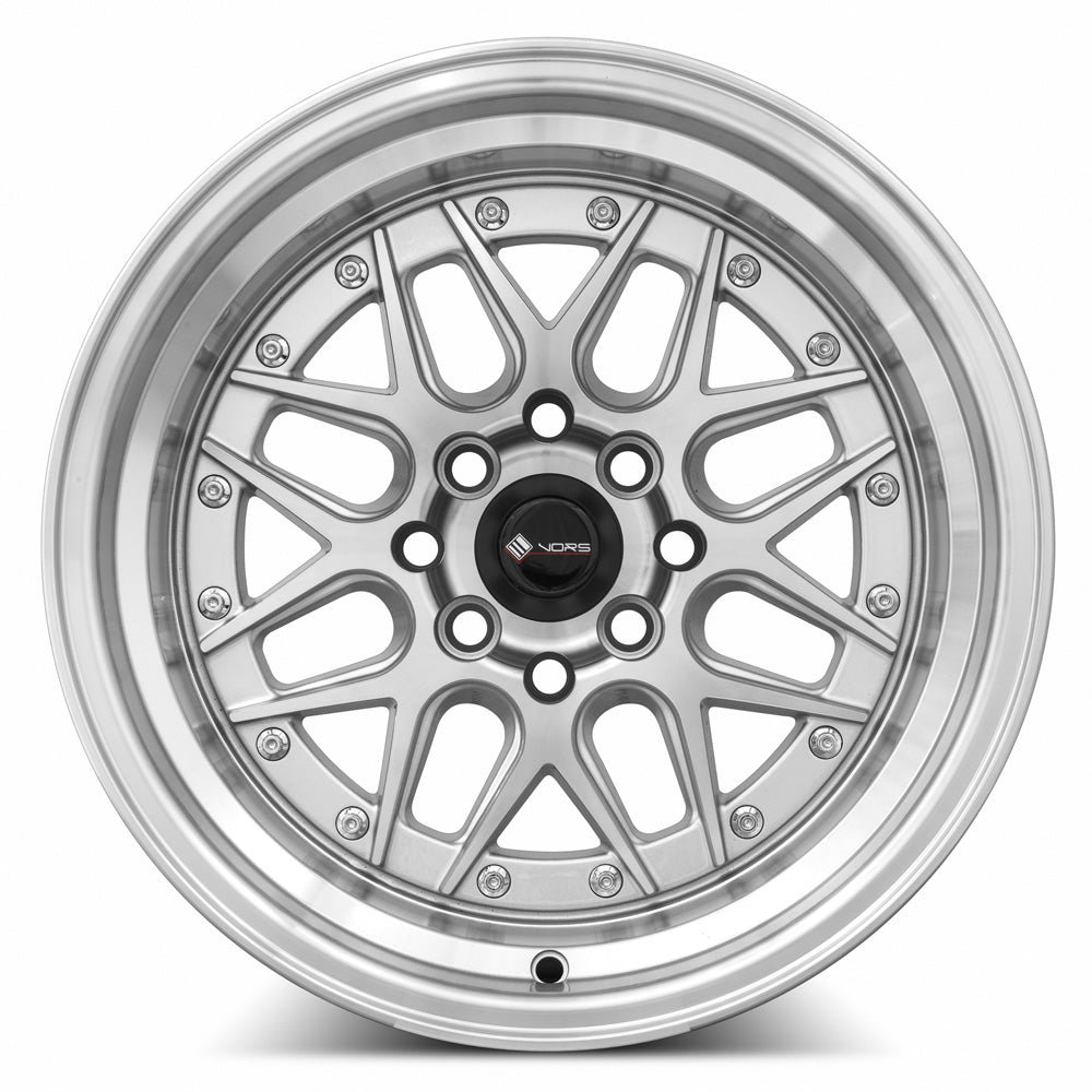 Vors VR7 Silver Machine Face Lip Chrome Rivet 15x8 0 4x98mm 73.1mm