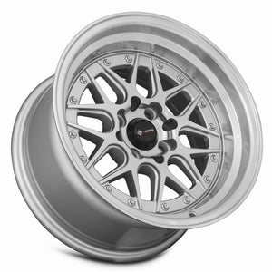 Vors VR7 Silver Machine Face Lip Chrome Rivet 15x8 0 4x100|4x114.3mm 73.1mm