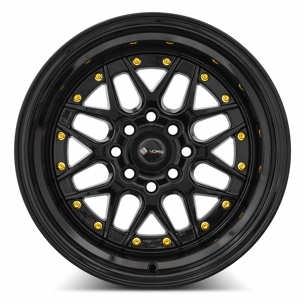 Vors VR7 All Black Gold Rivet 15x9 0 4x108mm 73.1mm