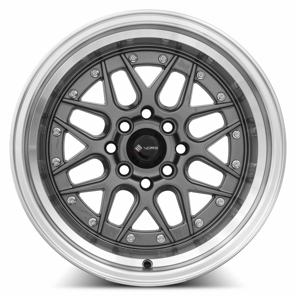 Vors VR7 Gun Metal Machine Lip Chrome Rivet 15x9 0 4x98mm 73.1mm