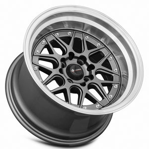 Vors VR7 Gun Metal Machine Lip Chrome Rivet 15x9 0 4x100|4x114.3mm 73.1mm