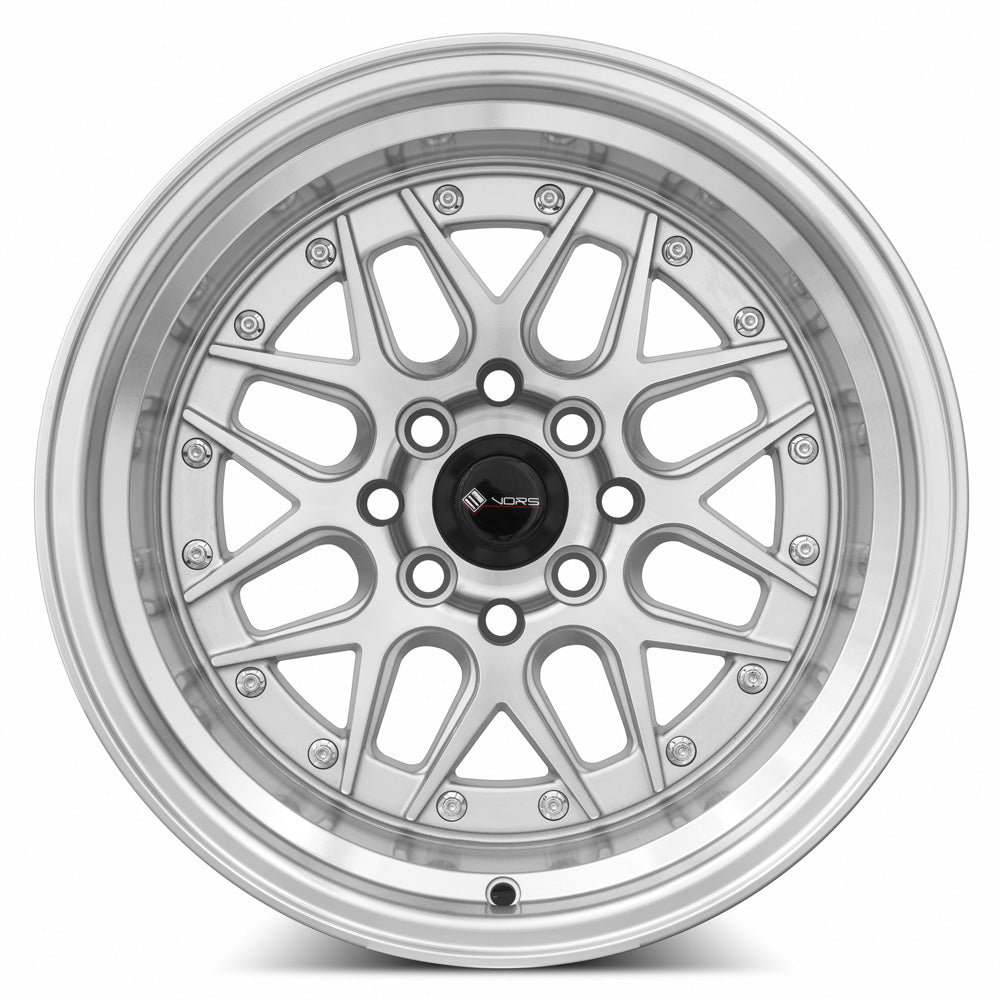 Vors VR7 Silver Machine Face Lip Chrome Rivet 15x9 0 4x100|4x114.3mm 73.1mm