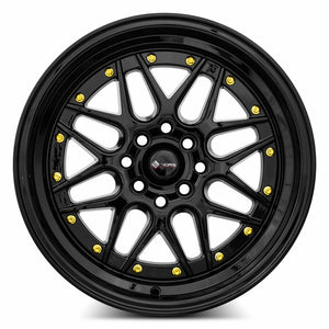 Vors VR7 All Black Gold Rivet 16x8 +20 4x108mm 73.1mm