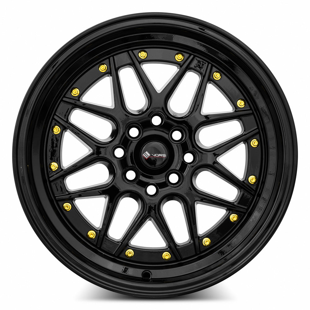 Vors VR7 All Black Gold Rivet 16x8 +20 4x100|4x114.3mm 73.1mm