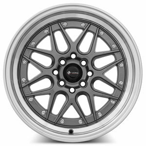 Vors VR7 Gun Metal Machine Lip Chrome Rivet 16x8 +20 4x98mm 73.1mm