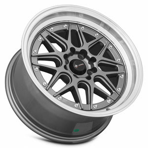 Vors VR7 Gun Metal Machine Lip Chrome Rivet 16x8 +20 4x98mm 73.1mm