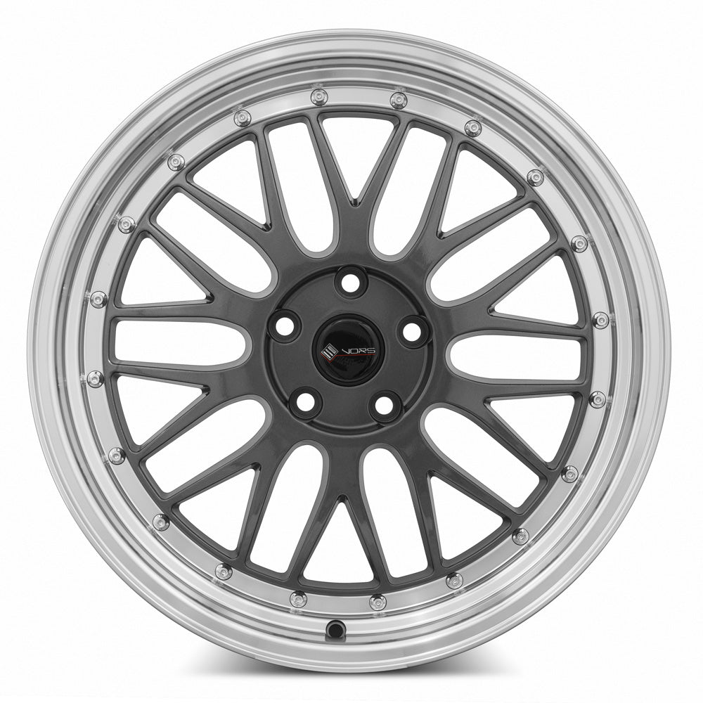 Vors VR8 Hyper Black Machine Lip Chrome Rivet 18x8 +35 5x112mm 73.1mm